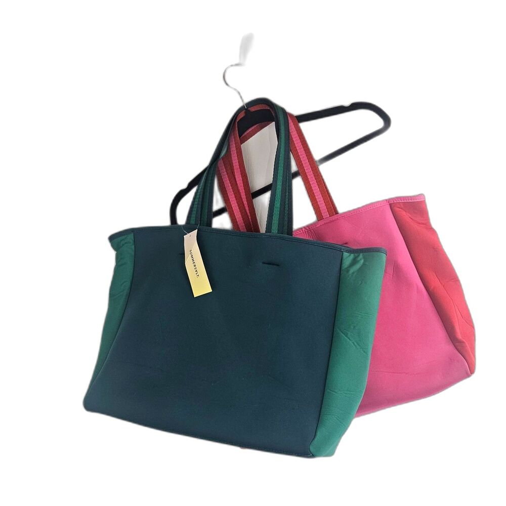 2 SUMMERSALT Neoprene Beach Tote Bags Fushia and Teal The Voyage Bag